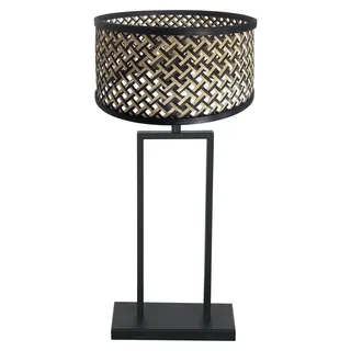 Steinhauer - tischlampe - Stang - schwarz - bambus metall - Ø 30cm - E27 - 3856ZW - Schwarz