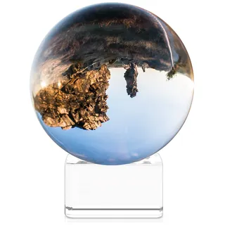 Navaris Glaskugel für Fotografie und Deko - Glaskugel Wahrsagerkugel aus K9 Glas - Hexenkugel Fotokugel mit Glasständer - Lensball für Fotografie - Crystal Ball - Ø 80mm