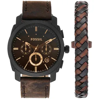 Fossil Machine Chronograph Leder 42 mm FS5251SET
