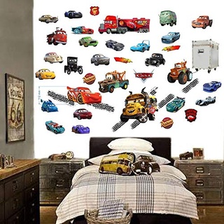 Disney Cars 3 Wandaufkleber für Schlafzimmer, Jungen und Mädchen, Wandaufkleber, Wandsticker, für Kinderzimmer, Wandkunst, Spielzimmer, Jungen, Autos, Stadt, Dekoration, Größe: 70 x 35 cm, 2 Bögen