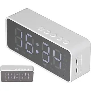 Sorandy G50 Multifunktional Digital Wecker, großes Display Wireless Radio BT Lautsprecher USB -Ladegerät, MP3 -Player -Ladungsuhr Office (weiß) - Weiß