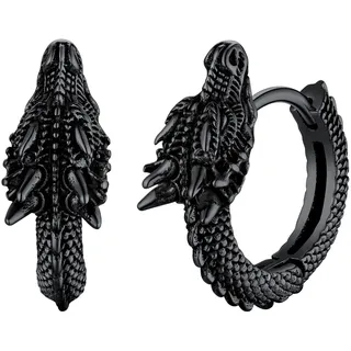 U7 Jungen Mädchen Drachen Creolen Huggie Kreolen Piercing Ohr Ohrstecker Edelstahl Ohrringe Ohrschmuck Lünette Coole Gotik Vintage Schmuck Accessoire für Vater Damen Männer Schwarz