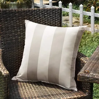 SK Studio 2 Stück Outdoor Kissen Wetterfest Wellen Gestreift Kissenbezug Sofakissen Dekorativ für Garten Sofa Wohnzimmer Bett Streifen Grau, 45x45cm
