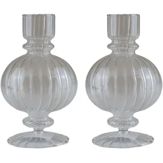 AM Design Dekovase »Tischvase aus Glas, Höhe ca. 17 cm«, (Set, 2 St.), Glasvase, Dekoobjekt, farblos