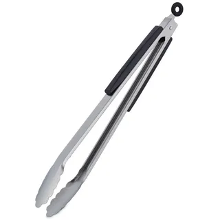 Relaxdays Grillzange , Silberfarben , Metall, Holz , 3.5 cm , Grills, Grillzubehör