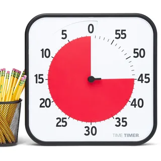 Time Timer ORIGINAL Large 30x30cm - 60 Minute Visueller Analog-Timer Uhr - Optionaler Akustischer Alarm (Lautstärkeregler) Kein lautes Ticken; Zeitmanagement-Gerät (Schwarz)