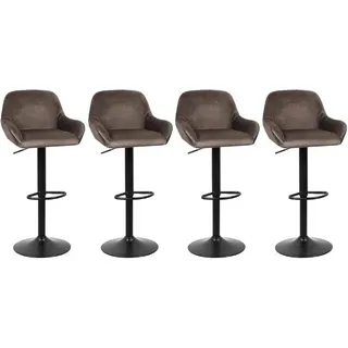 Barhocker 4er Set, Polsterstuhl Tresenhocker, Drehbare Barstuhl Höhenverstellbar, Bequem Flanellsitz mit Armlehne, Edelstahl Barstühle Basis mit Fußstütze (4, Braun) - Braun