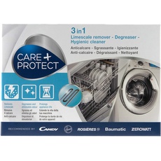 CARE+PROTECT – 3-in-1-Entkalker für Wasch- und Geschirrspülmaschinen / Universalreiniger und Fettlöser / beseitigt unangenehme Gerüche / energiesparend / Pulver in 12 Portionsbeuteln