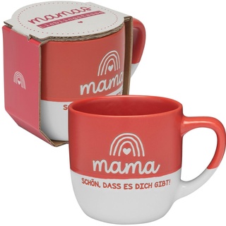 GRUSS & CO Tasse mit Motiv "Mama, schön" | Kaffeetasse, Steinzeug, 40 cl, Tasse in Geschenkbanderole | Geschenk Mama, Muttertagsgeschenk, Geschenk für Sie | 48784