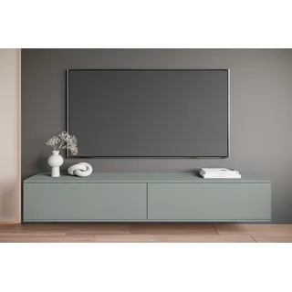 Lowboard OTTO HOME "Kenia", salbei, B:180cm H:32cm T:32cm, FSC-zertifizierter Holzwerkstoff, Sideboards, Lowboard, 2 Klappen – flexibel hängend oder stehend montierbar