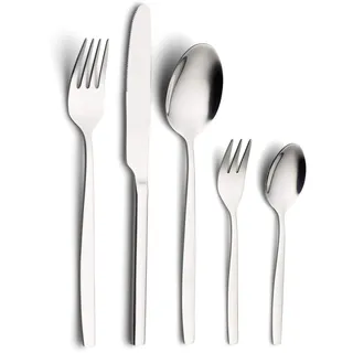 ECHTWERK Tafelbesteck Positano-Silber Edition, 30-teilig, für 6 Personen, 18/10-hochglänzend, Edelstahl, Hochwertiges Besteck Set, für Esstisch, Tischdeko für Hochzeiten, inkl. Aufbewahrungs-Kassette