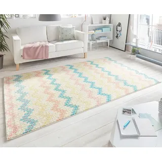 ibili Mint Rugs 102783_200x290 Design Velours Teppich Peak, Kunstfaser, Pastel Creme, 290 x 200 x 0.9 cm, weiß/blau, 10 x 10 x 22 cm