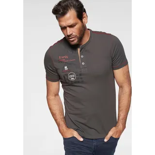 Mans World Henleyshirt Kurzarm, lässige Passform, bedruckt, Rundhals, casual, Gr. L (52/54), grau, , 25371554-L