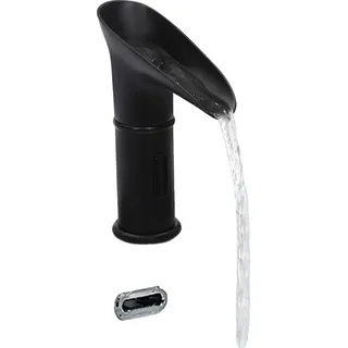 Waschtischarmatur, berührungslose Bedienung, modernes Design, schwarz - Schwarz