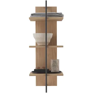 Valdera Wandregal , Graphitfarben, Eichefarben , Holz , Wildeiche , massiv , 3 Fächer , 38.4x115.2x33 cm , Made in Germany, Dgm, DGM-Klimapakt, DGM-Emissionslabel , Beimöbel erhältlich, hängend , Wohnzimmer, Regale, Wandregale