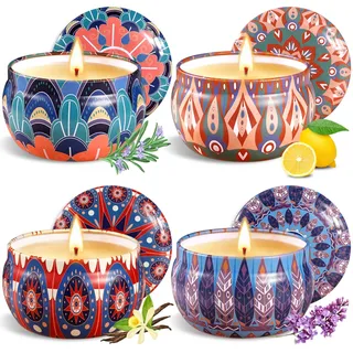 VIPNAJI Duftkerzen Geschenkset für Damen, 4 Pack Natürliches Sojawachs Aromatherapie Kerzen für Muttertag,Geburtstag, Valentinstag, Weihnachten, Bad, Yoga, Stressabbau und Entspannung des Körpers