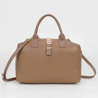 Mimi Mua Designer Handtasche Bordeauletto Mit MIMI-MUA Buchstaben Taupe