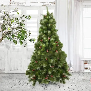 Shatchi 5 ft Elegante Künstlicher Weihnachtsbaum mit Tannenzapfen und roten Beeren Innen Xmas Home Decor