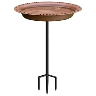 Garbuildman Extragroße, freistehende Vogeltränken-Schale, abnehmbare Dekoration, Spa mit Metallpfahlständer und Vogelfutterstation für den Außenbereich, ovaler Stil, Schokolade