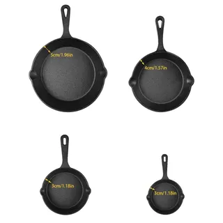 Bratpfanne, Gusseisen, Vielseitiges Kochset, Set von 4