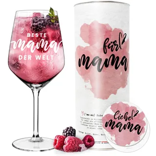 getbrave Weinglas | Beste Mama der Welt (530ml) in Geschenkbox | Das Geschenk zu Muttertag | Weihnachten | Geburtstagsgeschenk | Rotweingläser Weißweingläser