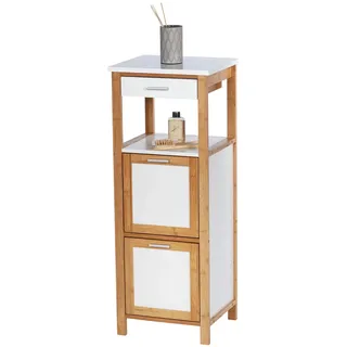 Wenko Regal, BxHxL: 34 x 89 x 30 cm, bambus/mitteldichte Faserplatte(MDF), braun/weiß