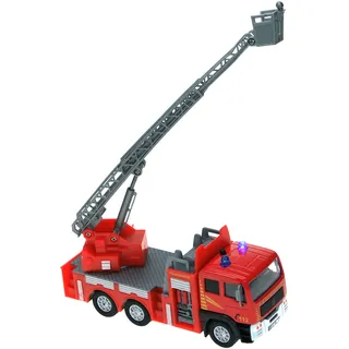 Kids Globe Feuerwehr mit Drehleiter, Spielzeug, Kinderspielzeug mit Licht und Sound, 510126, rot