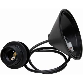 Kopp Schnurpendel für Lampenschirme, 11cm Deckenbaldachin mit Zugentlastung und ca. 55cm Leitung H03VV-F2 x 0,75 mm2, Iso-Fassung E27 mit Schirmträgerring, schwarz, 216905049