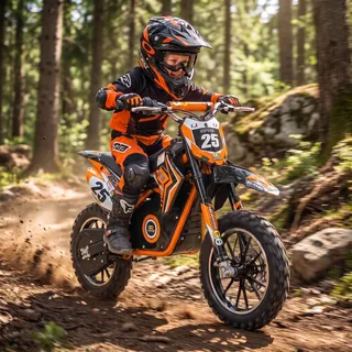 Actionbikes Motors Kinder Enduro Elektro Crossbike | 500 Watt - Bis 24 km/h - Motocross - Pocketbike - Cross Bike - Motorrad - Dirt Bike (Orange) - Orange