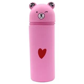 Silikon-Case, schattige, berenbeker-Form, 2-in-1, silikon-Tas, silikon-Case, stehender Case, Cartoon-Kugelschreiberhalter für Mädchen, Jugendliche, Kinder und Studenten - Rosa