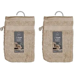 Douceur d'Intérieur 2 Waschlappen, Taupe, 15 x 21 cm (Packung mit 2)