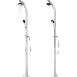 vidaXL Gartendusche mit Grauer Bodenplatte 220 cm Aluminium - Grau