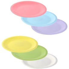 Engelland 6er Set farbenfrohe Dessertteller Kinderteller Kuchenteller Kunststoffteller Plastik flach bunt stapelbar leicht klein bunt BPA-frei