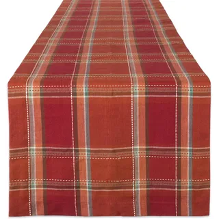 DII Autumn Pumpkin Spice Kitchen Collection Herbst/Thanksgiving Baumwolle Tischdekoration, Tischläufer, 35,6 x 183,9 cm, Orange Plaid