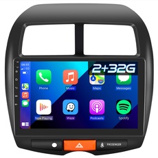 Podofo Carplay Autoradio für Mitsubishi ASX 1/Peugeot 4008/Citroen C4, Android 2G+32G HiFi, 10" Touchscreen Android Auto GPS Navi WiFi Bluetooth FM RDS Radio USB Auto-Stereo-Player