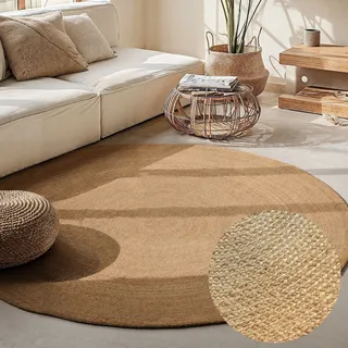 HANSE HOME Teppich »Rangpur rund 10 mm Höhe Handgewebt, 100% Jute, Natur, Wohnzimmer, Flur, Boho, Skandi, goldfarben