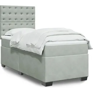 Langlebige Boxspringbett mit Matratze Hellgrau 90x200 cm Samt Gästebett mit Lattenrost Möbel6147688 - Grau
