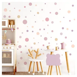 Little Deco 120 Stück Wandsticker Punkte für Kinderzimmer | Kreise Klebepunkte altrosa Wandtattoo Babyzimmer Wandaufkleber Deko DL909-2