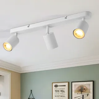 Wowatt Deckenstrahler 3 Flammig Weiß, LED Deckenleuchte Strahler Schwenkbar GU10, Deckenlampe Wandstrahler Drehbar, Modern Spotlight Deckenspots für Küche, Schlafzimmer, Wohnzimmer (Ohne Leuchtmittel)