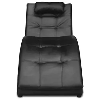 vidaXL Chaiselongue mit Kissen Kunstleder 55 x 150 x 72 cm schwarz