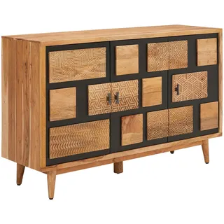 Livetastic Sideboard , Naturfarben , Metall , Akazie, Mangoholz , vollmassiv , 130x82x42 cm , Holzmöbel, Kommoden Holz, Sideboards Holz