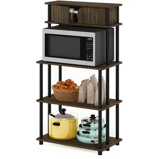 Furinno Turn-N-Tube Werkzeugloses Küchenregal mit Oberschrank, Columbia Walnuss/Schwarz