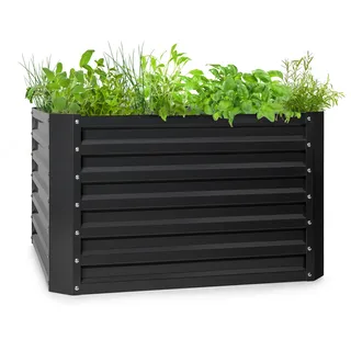 Blumfeldt Hochbeet, Großes Hochbeet aus Metall, Schmales Hochbeet zum Selber Bauen, Wetterfestes Hochbeet für Garten &Terrasse, Rostfreies Gartenbeet Outdoor, Schneckenschutz Hochbeet, 600 Liter - Schwarz