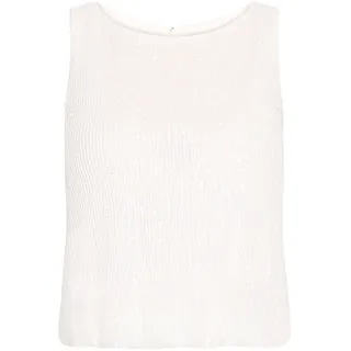 Tanktop VERA MONT "Pailletten-Top im Glitzer-Look", Damen, Gr. 38, weiß (rohweiß), Obermaterial: 93% Polyester PES. 7% Elasthan EL., Tops Tanktop