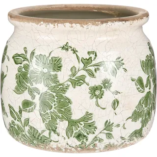 Ninehaoou Großer Keramik-Pflanztopf im Vintage-Stil, Beige-Grün, Vintage-Blumenmuster, Eisriss, Landhaus, Schnörkelvase, Blumenvase, Topf, Zimmerpflanzen, Zuhause, Küche, Dekoration, Bauernhaus