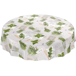 ANRO Tischdecke Wachstuchtischdecke Rund 140 cm Grün Beige