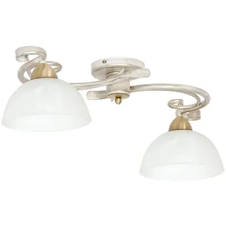 Licht-Erlebnisse Deckenlampe Glas Metall Shabby Weiß 2-flammig Landhaus für E27 Deckenleuchte Küche Wohnzimmer