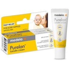 Medela Purelan 100% natürliche Creme, 100% Lanolin, 7 g, ideal für Brustwarzen und trockene Haut der ganzen Familie