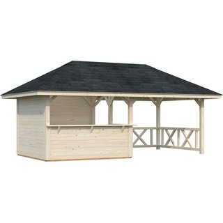 Palmako Holz-Pavillon Bianca 16,6 m2 Set 3 Transparent tauchimprägniert