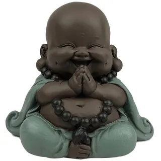 Zen 'Licht SR1 Lachender Buddha Statue aus Keramik weiß/Silber, 17 x 13 x 12 cm